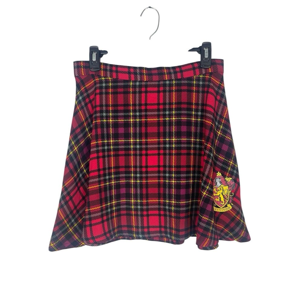 Harry Potter Gryffindor Plaid Mini Skirt L Wizarding World Red Yellow Flared